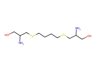 3,3'-(Butane-1,4-diyldisulfanediyl)bis(2-aminopropan-1-ol) structure
