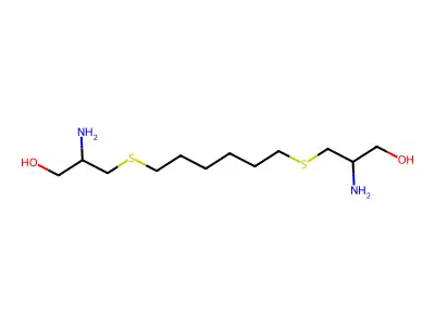 3,3'-(Hexane-1,6-diyldisulfanediyl)bis(2-aminopropan-1-ol) structure