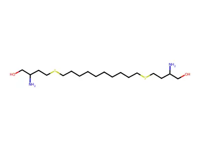4,4'-(Decane-1,10-diyldisulfanediyl)bis(2-aminobutan-1-ol) structure