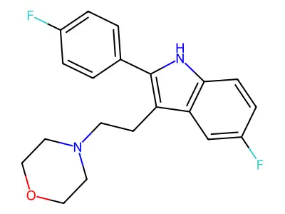 1H-Indole, 5-fluoro-2-(4-fluorophenyl)-3-(2-(4-morpholinyl)ethyl)- structure