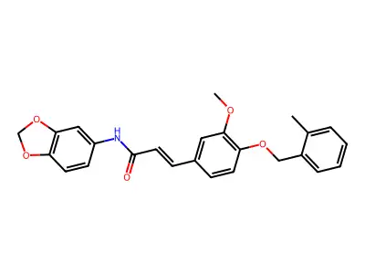 N-(1,3-benzodioxol-5-yl)-3-[3-methoxy-4-[(2-methylphenyl)methoxy]phenyl]prop-2-enamide structure