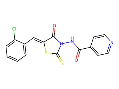 N-(5-(2-Chloro-benzylidene)-4-oxo-2-thioxo-thiazolidin-3-YL)-isonicotinamide structure