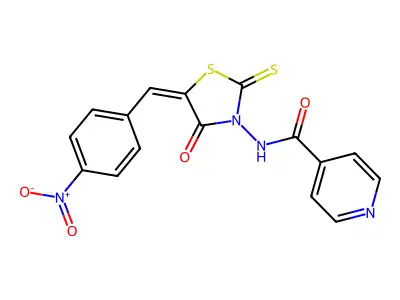 N-(5-((4-Nitrophenyl)methylene)-4-oxo-2-thioxo-3-thiazolidinyl)-4-pyridinecarboxamide structure
