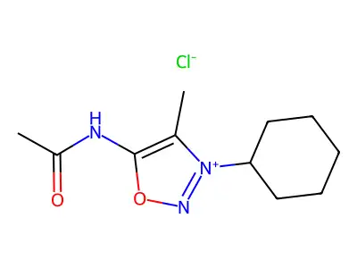 Sydnone imine, N-acetyl-3-cyclohexyl-4-methyl-, monohydrochloride structure