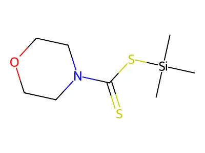 4-Morpholinecarboxylic acid, dithio-, trimethylsilyl ester structure