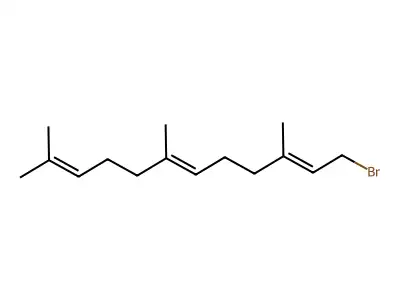 (2E,6E)-1-bromo-3,7,11-trimethyldodeca-2,6,10-triene structure