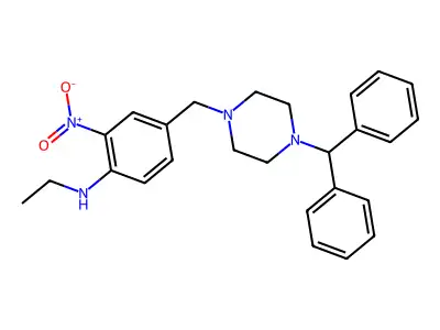 4-[[4-(Diphenylmethyl)piperazin-1-YL]methyl]-N-ethyl-2-nitroaniline structure