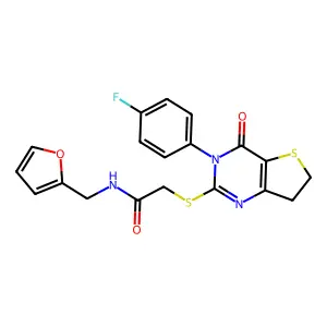 2-[[3-(4-fluorophenyl)-4-oxo-6,7-dihydrothieno[3,2-d]pyrimidin-2-yl]sulfanyl]-N-(furan-2-ylmethyl)acetamide structure