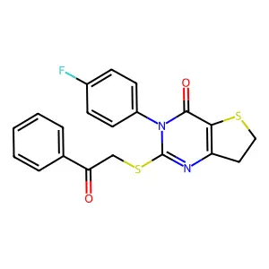 3-(4-Fluorophenyl)-2-phenacylsulfanyl-6,7-dihydrothieno[3,2-d]pyrimidin-4-one structure