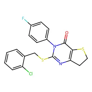 2-((2-chlorobenzyl)thio)-3-(4-fluorophenyl)-6,7-dihydrothieno[3,2-d]pyrimidin-4(3H)-one structure