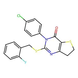 3-(4-chlorophenyl)-2-((2-fluorobenzyl)thio)-6,7-dihydrothieno[3,2-d]pyrimidin-4(3H)-one structure