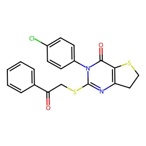 3-(4-Chlorophenyl)-2-phenacylsulfanyl-6,7-dihydrothieno[3,2-d]pyrimidin-4-one structure