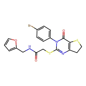2-((3-(4-bromophenyl)-4-oxo-3,4,6,7-tetrahydrothieno[3,2-d]pyrimidin-2-yl)thio)-N-(furan-2-ylmethyl)acetamide structure