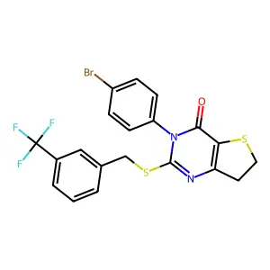 3-(4-bromophenyl)-2-((3-(trifluoromethyl)benzyl)thio)-6,7-dihydrothieno[3,2-d]pyrimidin-4(3H)-one structure