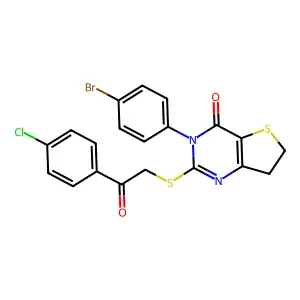 3-(4-bromophenyl)-2-((2-(4-chlorophenyl)-2-oxoethyl)thio)-6,7-dihydrothieno[3,2-d]pyrimidin-4(3H)-one structure