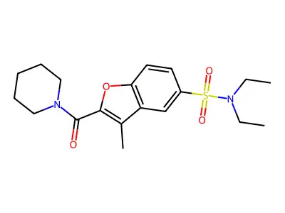 N,N-diethyl-3-methyl-2-(piperidine-1-carbonyl)benzofuran-5-sulfonamide structure