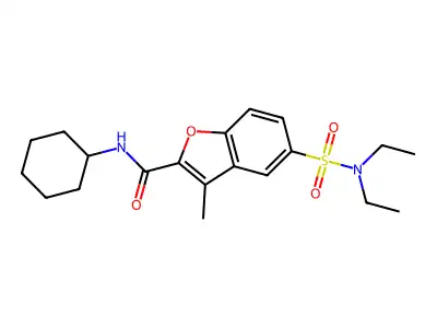 N-cyclohexyl-5-(diethylsulfamoyl)-3-methyl-1-benzofuran-2-carboxamide structure