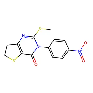 2-(methylthio)-3-(4-nitrophenyl)-6,7-dihydrothieno[3,2-d]pyrimidin-4(3H)-one structure