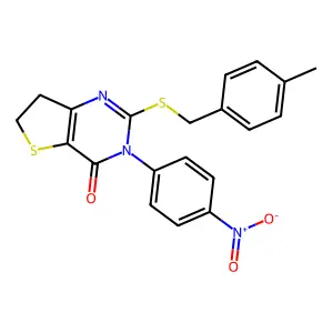 2-((4-methylbenzyl)thio)-3-(4-nitrophenyl)-6,7-dihydrothieno[3,2-d]pyrimidin-4(3H)-one structure