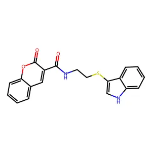 N-(2-((1H-indol-3-yl)thio)ethyl)-2-oxo-2H-chromene-3-carboxamide structure