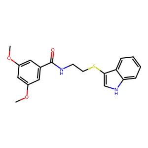 N-[2-(1H-indol-3-ylsulfanyl)ethyl]-3,5-dimethoxybenzamide structure