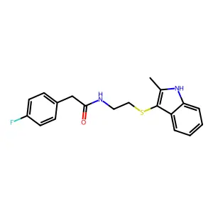 2-(4-fluorophenyl)-N-(2-((2-methyl-1H-indol-3-yl)thio)ethyl)acetamide structure