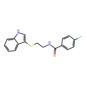 4-fluoro-N-[2-(1H-indol-3-ylsulfanyl)ethyl]benzamide structure