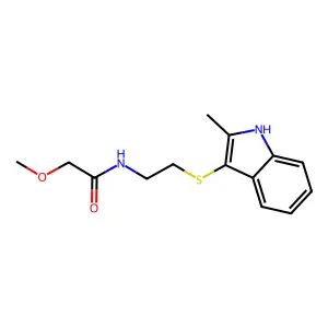 2-methoxy-N-(2-((2-methyl-1H-indol-3-yl)thio)ethyl)acetamide structure