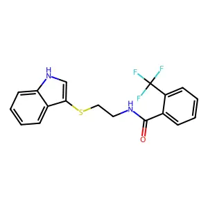 N-[2-(1H-indol-3-ylsulfanyl)ethyl]-2-(trifluoromethyl)benzamide structure