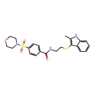 N-(2-((2-methyl-1H-indol-3-yl)thio)ethyl)-4-(morpholinosulfonyl)benzamide structure