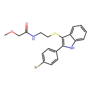 N-(2-{[2-(4-bromophenyl)-1H-indol-3-yl]sulfanyl}ethyl)-2-methoxyacetamide structure