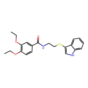 3,4-diethoxy-N-[2-(1H-indol-3-ylsulfanyl)ethyl]benzamide structure