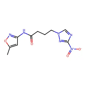 N-(5-methyl-3-isoxazolyl)-4-(3-nitro-1H-1,2,4-triazol-1-yl)butanamide structure