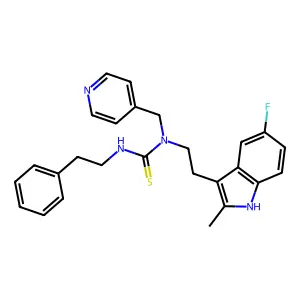 3-[2-(5-fluoro-2-methyl-1H-indol-3-yl)ethyl]-1-(2-phenylethyl)-3-[(pyridin-4-yl)methyl]thiourea structure