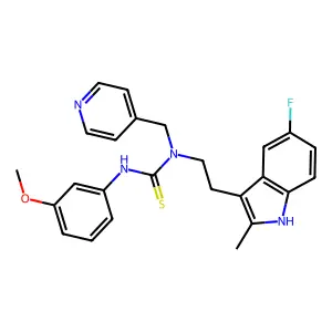1-[2-(5-fluoro-2-methyl-1H-indol-3-yl)ethyl]-3-(3-methoxyphenyl)-1-[(pyridin-4-yl)methyl]thiourea structure