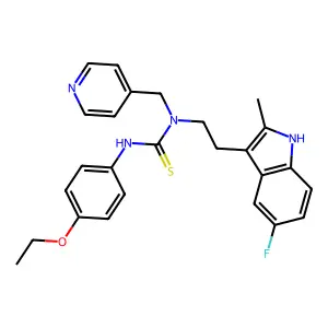 1-(4-ethoxyphenyl)-3-[2-(5-fluoro-2-methyl-1H-indol-3-yl)ethyl]-3-[(pyridin-4-yl)methyl]thiourea structure