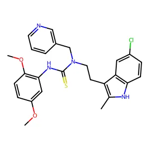 1-[2-(5-chloro-2-methyl-1H-indol-3-yl)ethyl]-3-(2,5-dimethoxyphenyl)-1-[(pyridin-3-yl)methyl]thiourea structure