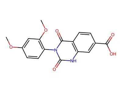 3-(2,4-dimethoxyphenyl)-2,4-dioxo-1,2,3,4-tetrahydroquinazoline-7-carboxylic acid structure