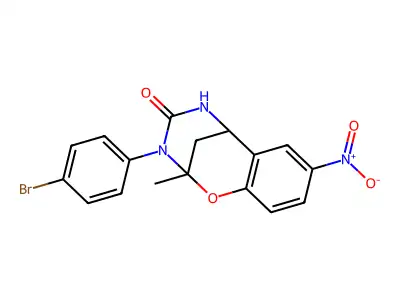 3-(4-bromophenyl)-2-methyl-8-nitro-5,6-dihydro-2H-2,6-methanobenzo[g][1,3,5]oxadiazocin-4(3H)-one structure