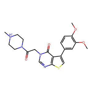5-(3,4-dimethoxyphenyl)-3-[2-(4-methylpiperazin-4-ium-1-yl)-2-oxoethyl]thieno[2,3-d]pyrimidin-4-one structure