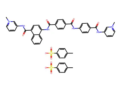 Pyridinium, 1-methyl-3-(p-(p-((((1-methylpyridinium-3-yl)carbamoyl)1,4-naphthyl)carbamoyl)benzamido)benzamido)-, di-p-toluenesulfonate structure