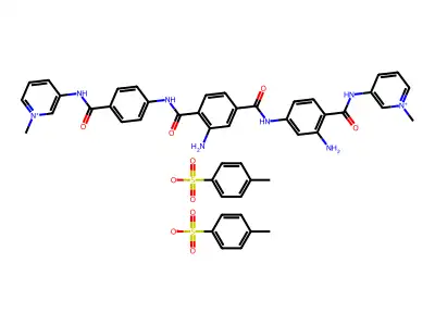 Pyridinium, 3-(2-amino-4-(3-amino-4-((p-((1-methylpyridinium-3-yl)carbamoyl)phenyl)carbamoyl)benzamido)benzamido)-1-methyl-, di-p-toluenesulfonate structure