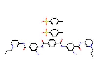 Pyridinium, 3,3'-(terephthaloylbis(imino(2-amino-p-phenylene)carbonylimino))bis(1-propyl-, di-p-toluenesulfonate structure
