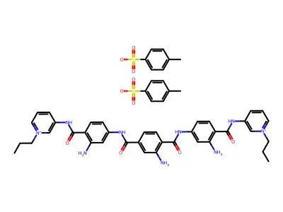 Pyridinium, 3,3'-(2-aminoterephthaloylbis(imino(2-amino-p-phenylene)carbonylimino))bis(1-propyl-, di-p-toluenesulfonate structure