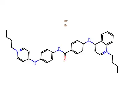 Quinolinium, 1-butyl-4-(p-((p-((1-butylpyridinium-4-yl)amino)phenyl)carbamoyl)anilino)-, dibromide structure