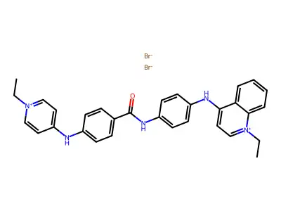 1-Ethyl-4-(p-(p-((1-ethylpyridinium-4-yl)amino)benzamido)anilino)quinolinium dibromide structure