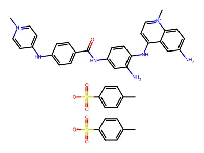 Quinolinium, 6-amino-4-(2-amino-p-(p-((1-methylpyridinium-4-yl)amino)benzamido)anilino)-1-methyl-, di-p-toluenesulfonate structure