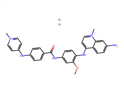 Quinolinium, 7-amino-4-(2-methoxy-p-(p-((1-methylpyridinium-4-yl)amino)benzamido)anilino)-1-methyl-, dibromide structure