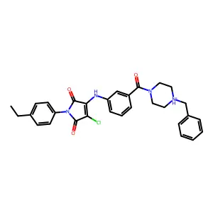 3-[3-(4-benzylpiperazin-4-ium-1-carbonyl)anilino]-4-chloro-1-(4-ethylphenyl)pyrrole-2,5-dione structure