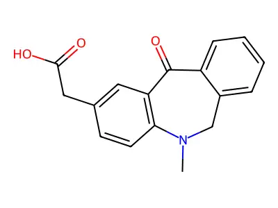 5H-Dibenz(b,e)azepine-2-acetic acid, 6,11-dihydro-5-methyl-11-oxo- structure